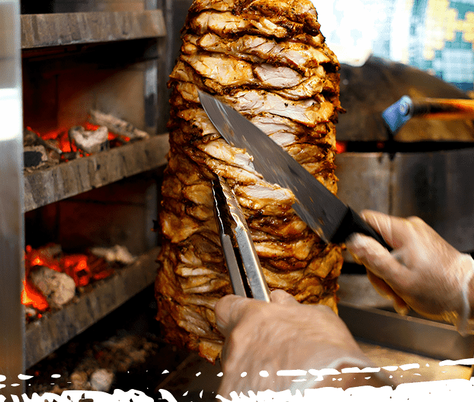 Our menu includes freshly-cooked kebab!